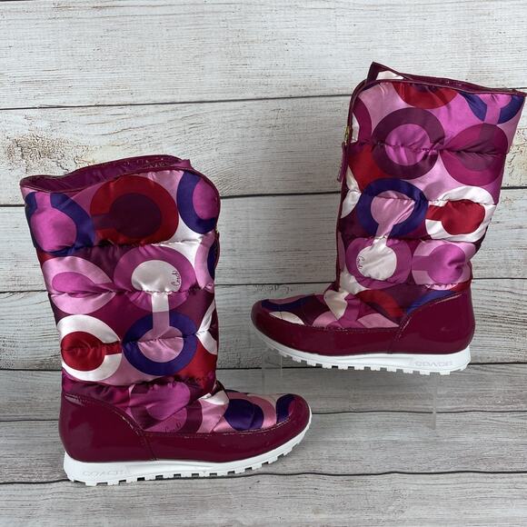 Coach Jolt Signature Puff Womens Sz 10B Snow Boots Pink Purple - Picture 1 of 9